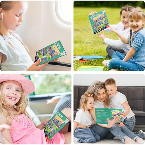 Image of ASTARON Magnetic Puzzles 97 Pieces Traffic Kids Educational Travel Toys | Folding puzzle book, each book contains 3 scenes, 3 difficulty levels, advanced puzzle book, easy to store, educational toy