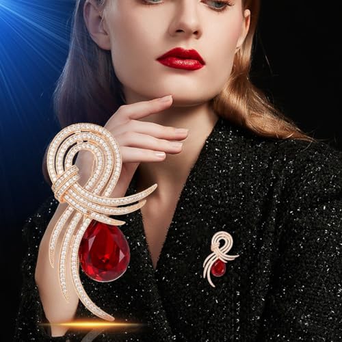 Image of Rhinestone Brooch for Women Rhinestone Brooches Pins Crystal Lapel Pin Jewelry Christmas Valentine's Day Gift for Wife Girlfriend