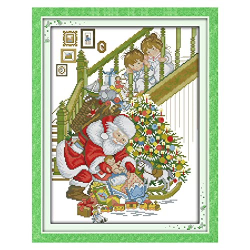 Howie's Needlepoint 14CT Pre-Printed Cross Stitch Kits,Embroidery Patterns Starter Kits,Needlepoint Kits - Happy Christmas