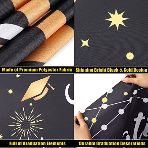 Graduation Party Decorations Class Of 2023-2 Pack Graduation Banner 2023, Large Fabric Graduation Backdrop 2023, Congrats Grad Banner For Indoor & Outdoor Graduation Party Supplies, Graduation Decor #TOP4