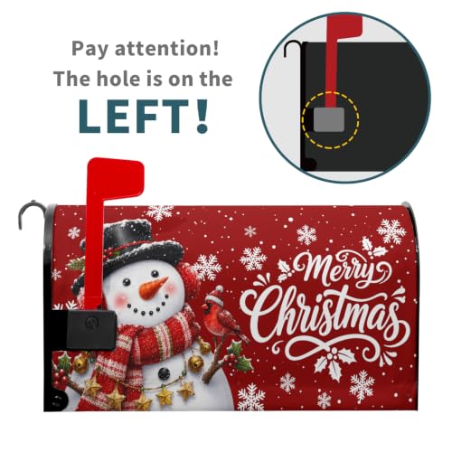 Image of Harooni Christmas Snowman Mailbox Covers Magnetic Standard Size 25.5 inch X 21 inch | Christmas Red Cardinal Bird Mailbox Wraps Winter Snowflake Letter Post Box Cover for Home Garden Outdoor Yard
