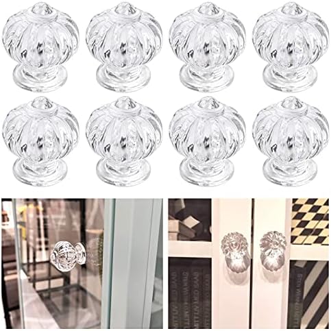 MOROBOR Self Adhesive Cabinet Pull Handle, 8pcs Classic Acrylic Knobs Transparent Acrylic Handles Cupboard Knobs Without Drill Handle for Kitchen Bathroom Mirror Doors