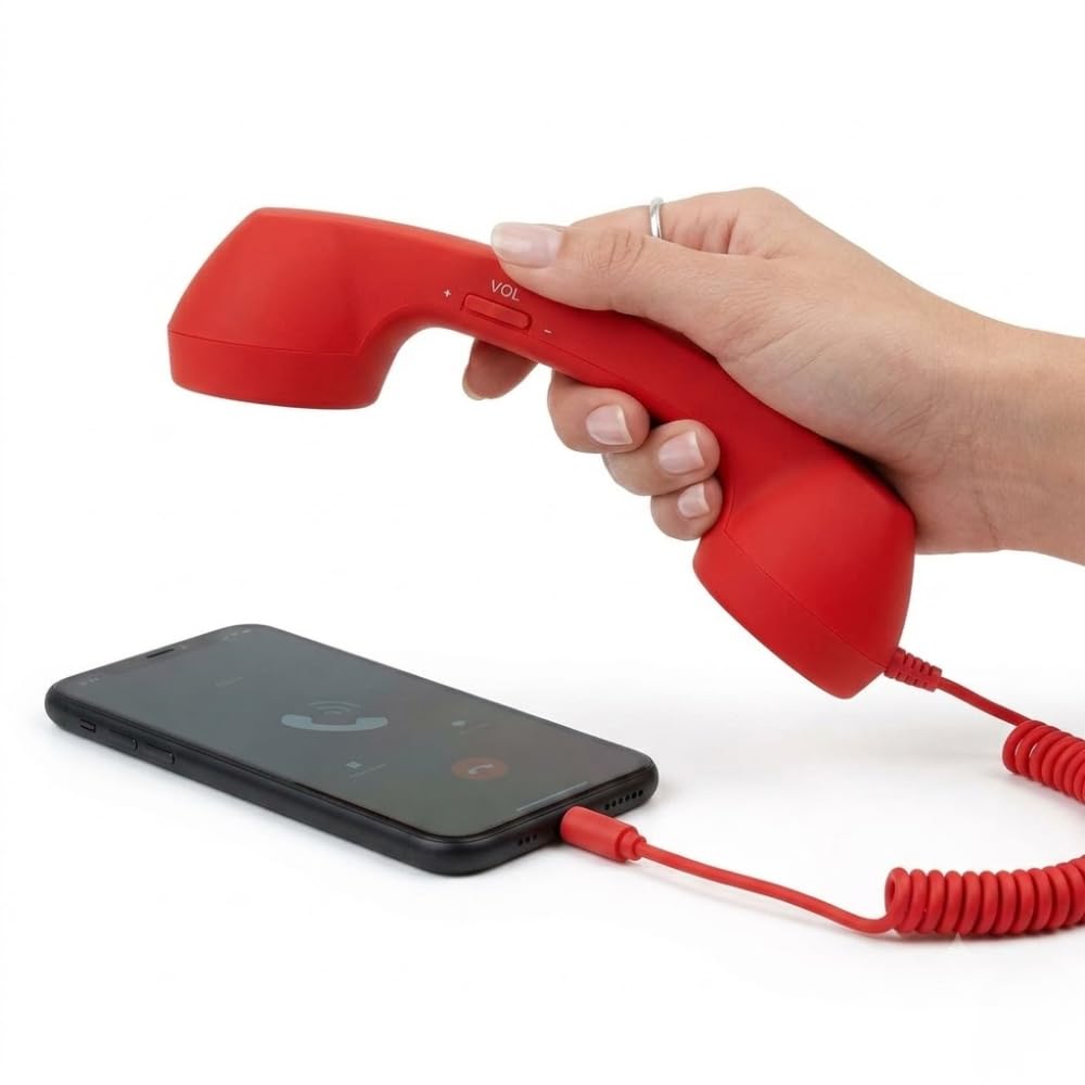 Drumstone (𝐒𝐩𝐞𝐜𝐢𝐚𝐥 𝟏𝟓 𝐘𝐞𝐚𝐫𝐬 𝐖𝐚𝐫𝐫𝐚𝐧𝐭𝐲) Vintage Retro Telephone Handset with 3.5mm Audio Jack, Classic Wired Mobile Phone Receiver, Ergonomic Call Handset for Smartphones,-image-49
