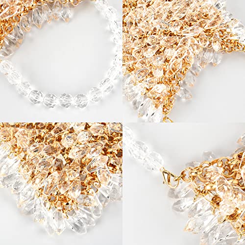 Mini Evening Clutch Handbag for Women, Crystal Beaded Acrylic Purse, Small Cute Crossbody Shoulder Bag for Wedding Party Prom (Not Compatible with Phones), Gold - Image 6