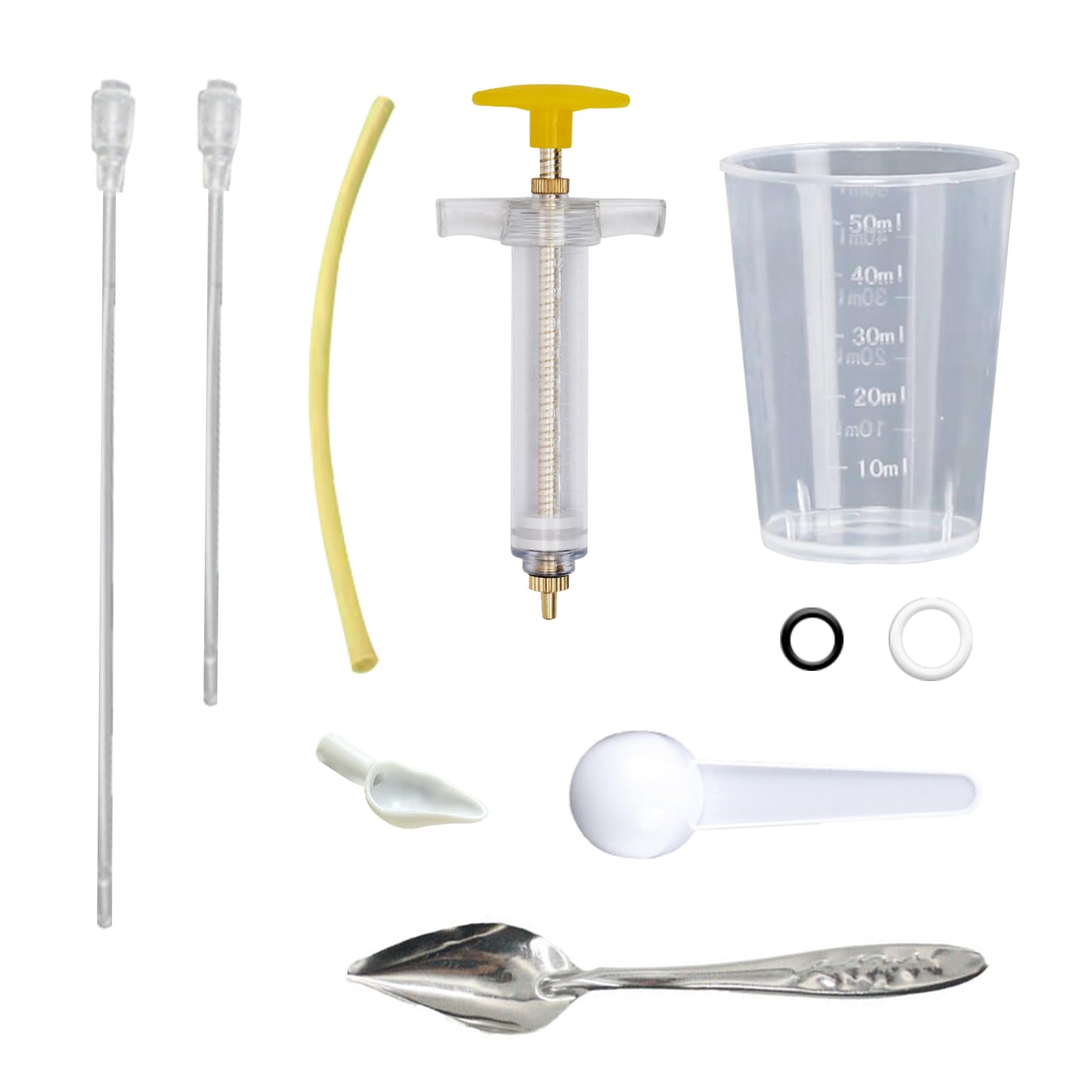 SQUSIMEI 8 Pcs Bird Feeding Syringe Set Feeding Tubes for Baby Birds Parrot Hand Feeding Syringe Pet Syringe Feeding Tube Stainless Steel Metal