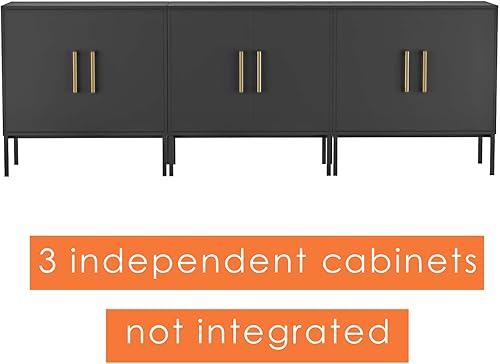 Miniatura 5 de LYNSOM Soporte de TV para TV de 85 pulgadas, mesa consola central de entretenimiento multimedia, 3 gabinetes, mesa consola de TV con gabinete de