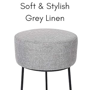 Birdrockhomefootrestlinenottomanupholsteredvanitychairwithblackmetallegssoftpaddedroundstoolforlivingroombedroomkidsroomcompactfootstoolforcouchchairdeskgrey Urban Country Home Decor Birdrock home foot rest linen ottoman upholstered vanity chair with black metal legs soft padded round stool for living room bedroom kids room compact foot stool for couch chair desk grey urban country home decor