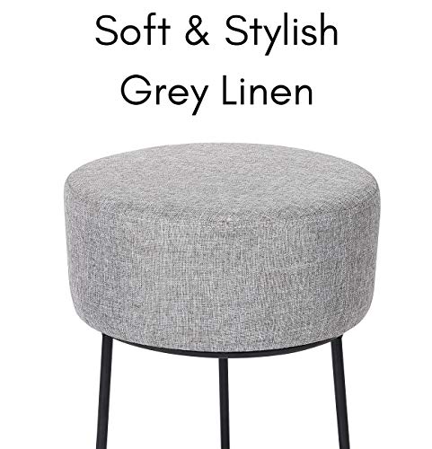 Birdrockhomefootrestlinenottomanupholsteredvanitychairwithblackmetallegssoftpaddedroundstoolforlivingroombedroomkidsroomcompactfootstoolforcouchchairdeskgrey Urban Country Home Decor Birdrock home foot rest linen ottoman upholstered vanity chair with black metal legs soft padded round stool for living room bedroom kids room compact foot stool for couch chair desk grey urban country home decor