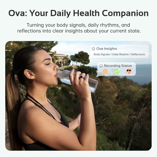 Image of Opove O Ring Smart Ring, Fitness Trackers Rings with Sleep /Stress /Heart Rate /Women's Health Monitoring, No Subscription, Comfortable Wearing, Long Using, Fitness Ring for Android & iOS, Black-Size8