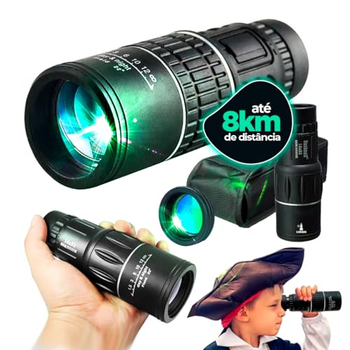 Monóculo Tático Profissional, Longo Alcance 16x52, Zoom De 60 Mts A 8Km, Lente HD Alta Definição, Di