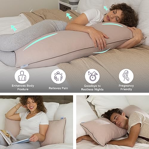 Pharmedoc Body Pillow, Pregnancy Pillows, Side Sleeper Pillow, Long, Memory Foam Pillow, Mocha