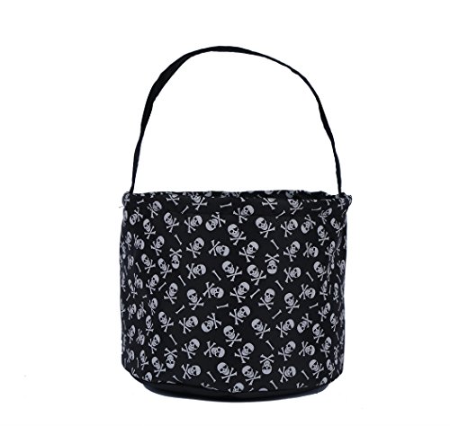 E-FirstFeeling Halloween Bags Trick or Treat Bags Halloween Basket Candy Gift Bucket Tote Bag - Black Skull