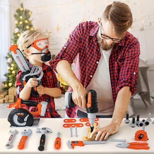 Kids Tool Set - Pretend Play Construction Toys for 3 4 5 Year Old Boy Gifts, Preschool Learning Tool Set with Electronic Drill/Chainsaw Toy/Circular Saw, Toddler Take Apart Stem Toys for Kid 3-5 - Image 3