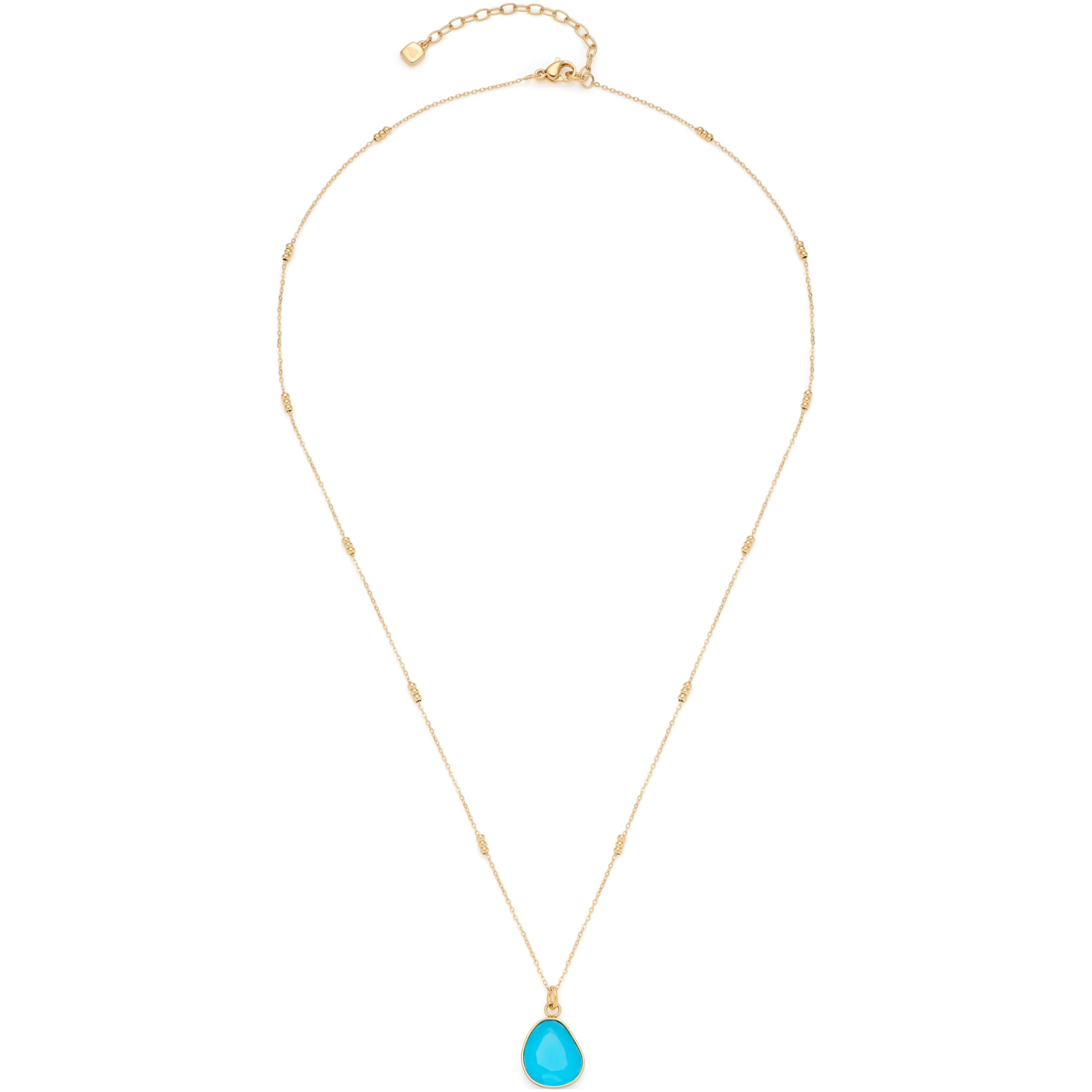 JEWELS BY LEONARDO Collana Ciao Evi • Collana con ancora a specchio in acciaio inox dorato • Collana con mini sfere • Ciondolo in pietra di vetro azzurra • Lunghezza 50-55 cm • Gioielli da donna