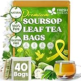 40 Premium Soursop Graviola Leaf Tea Bags, 100% Natural and Pure from Soursop Leaves, Handmade, Made With Natural Materials-Corn Fiber Tea Bag, Sugar/Caffeine/Gluten Free, Hoja Guanabana Tea