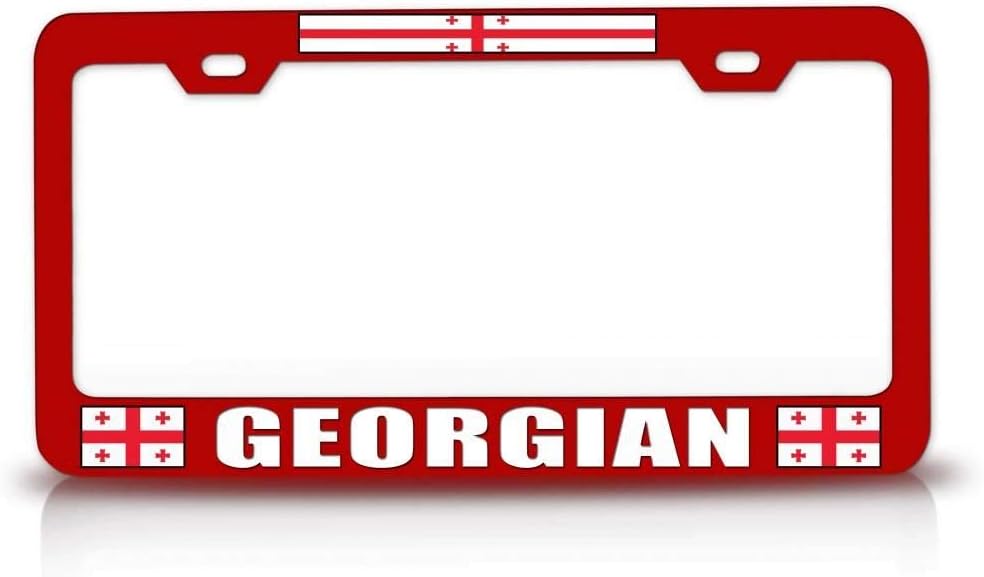 Georgian Country with Flag Metal Car SUV Truck License Plate Frame Red t22