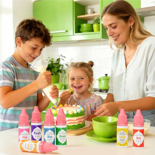 Image of Natural Food Coloring 7x12ml FD&C Dye Free for Baking,Cake&Frosting Fondant