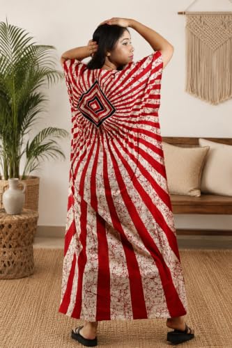 Image of Pure Cotton Indonesian Kaftan Nighty Full Length | Breathable material