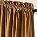 Lazzzy Velvet Blackout Curtains Thermal Insulated Room Window Drapes Super Soft Luxury Curtains for Living Room Bedroom Rod Pocket 2 Panels, Gold Brown, 52