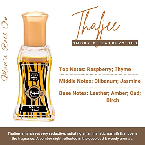 Naseem Thaljee Perfume Oil Rollerball Alcohol Free With Composition Of Oud Jasmine Amber Leather Long Lasting Arabian Fragrance Oil For Men 0.81 Fl Oz #TOP2