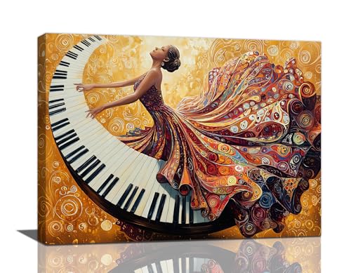 Music Pictures Wall Art – Abstract Woman Playing Piano