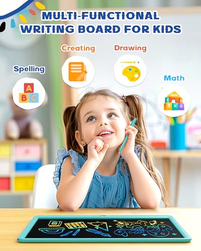 Image of Bravokids 15 Inch LCD Writing Tablet for 3 Year Olds - Electronic Drawing Pad and Doodle Board as Educational Birthday Gifts for Girls and Boys (Blue)