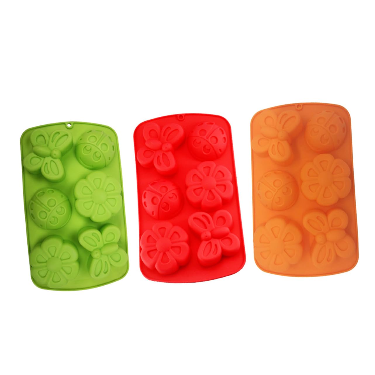 UPKOCH 3pezzi Stampo Silicone Antiscivolo Per Caramelle e Cioccolatini Forma Di Insetti e Fiori Per Soap e Decorazioni Per Torte Casuali Facile Da Pulire e