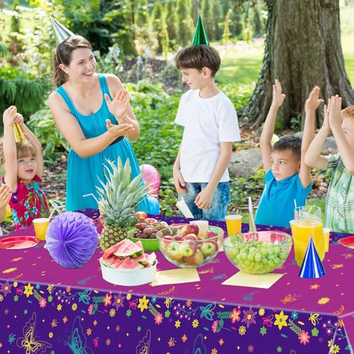XJLANTTE 4 PCS Movie Party Tablecloths Decorations - Butterfly Plastic Table Cover, Magic Butterfly Rectangular Tablecloth for Kids Baby Shower Birthday Supplies, 51 x 86.6 Inch