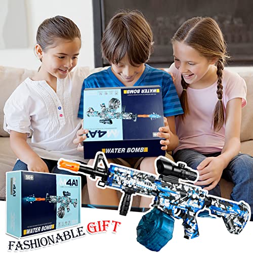 Herisona Large Splatter Ball Blaster With Drum, Electric Gel Automatic And Manual Big Splat Blaster For Adults Kids With 50000 Gel Balls (Blue) #TOP4