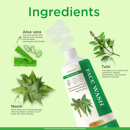 Image of Multani Naturals Neem & Tulsi Face Wash 100ml (Pack of 2) | Ayurvedic Herbal Cleanser Face Wash | Oil Control, Acne Care & Deep Cleansing | SLS & Paraben Free, Dermatologically Tested | For All Skin Types