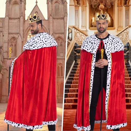 Disfraz de rey para niños con capa roja y corona miniatura 5
