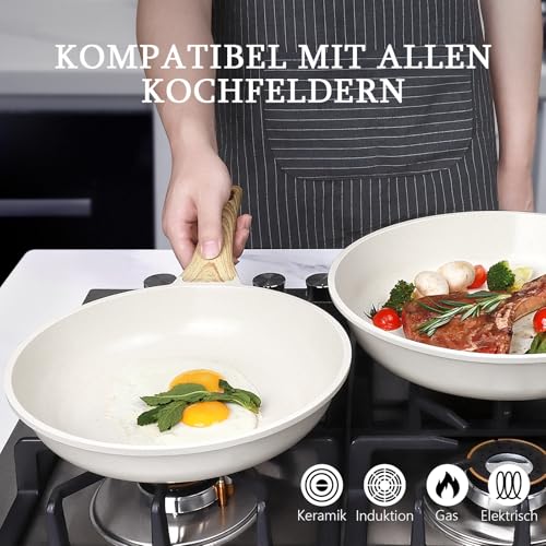 GiPP Granit-Antihaft-Bratpfanne,Gesunde und ungiftige Pfanne,induktionsgeeignet,PFAS und PFOA-frei,spülmaschinenfest,mit Ergonomischer Griff (Weiß,24cm) 5