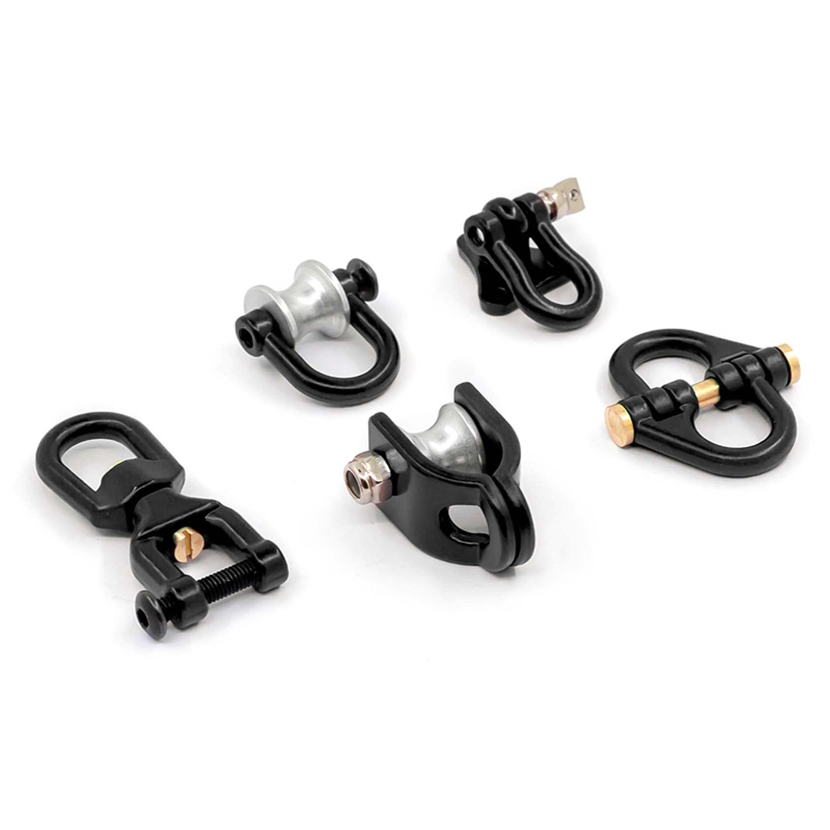 KEEDA RC Crawler Metal Lifting Pulley Butterfly Ring Buckle Rescue Tow Hook for 1/10 RC Crawler Car TRX4 RC4WD D90 TF2 Axial SCX10 CC01 (Black, 5PCS)