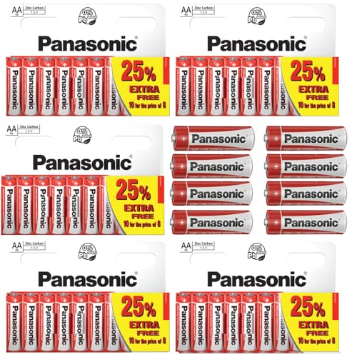 AA Batteries, batteries aa pack, Panasonic batteries AA pack of 50 Zinc Carbon disposable double aa batteries 1.5v For Low drain devices toys fairy lights household remotes applications
