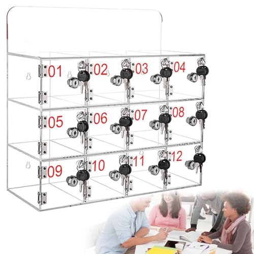 Transparent Wall-Mounted Safe for Mobile Phones,with Locks &amp; Keys,Perfect for Classrooms,Offices,Gyms &amp; Schools - Secure Storage Solution,12Slots