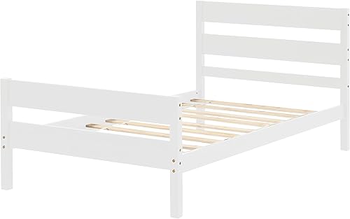 Miniatura 6 de ManyStars Marco de cama individual, marco de cama individual de madera con cabecero y estribo, marco de cama para niños, plataforma de madera