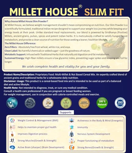 Image of Natural Weight Management Powder 1KG | Slim & Strength Millet Drink Mix for Metabolism & Energy | Sugar-Free | Pack of 1