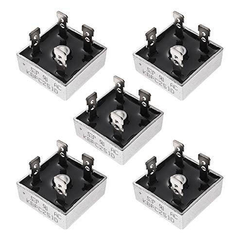 Bridgold 5pcs KBPC2510 2510 Bridge Rectifier Diode 25A 1000V Single Phase, Full Wave Electronic Silicon Diodes,4-Pin