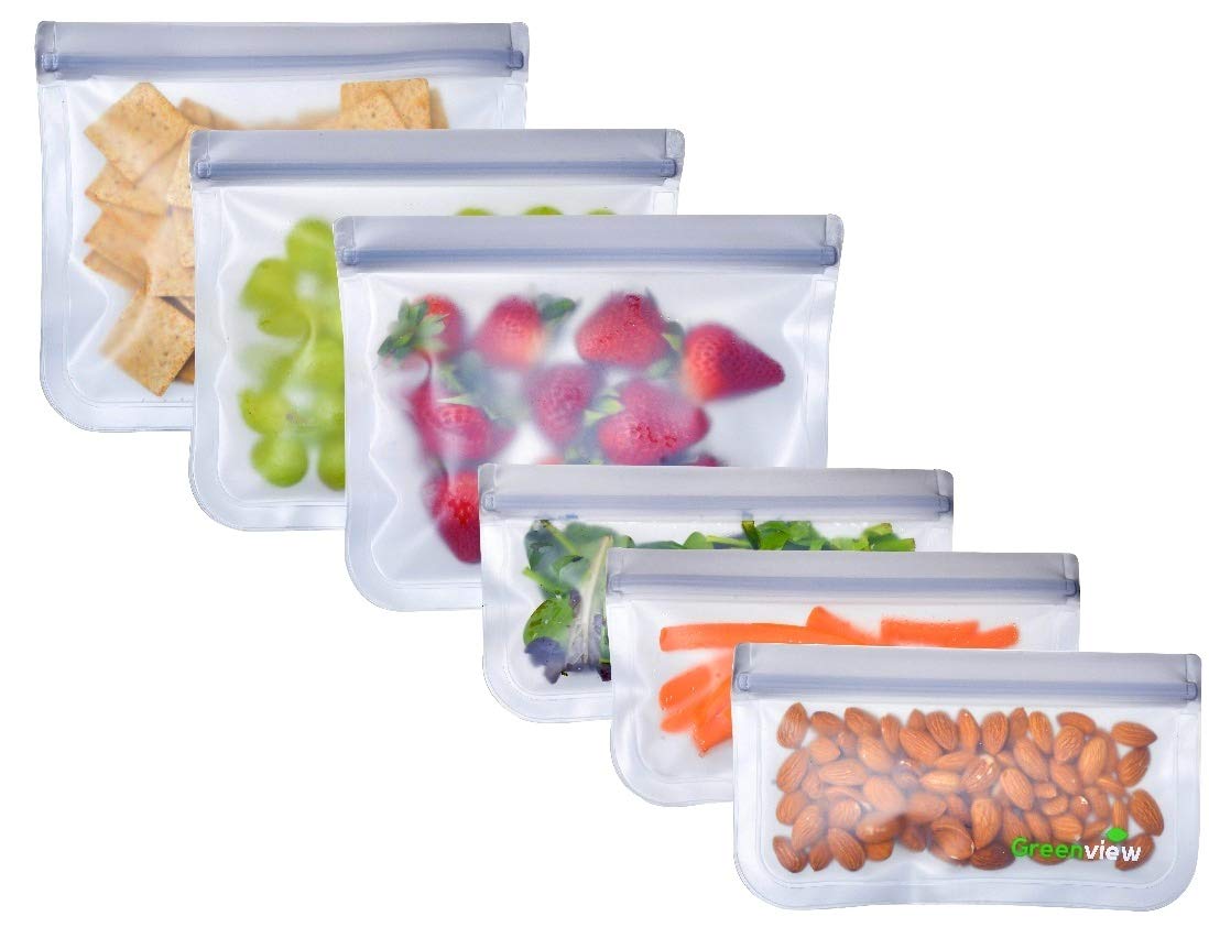 Reusable Sandwich Bags- 6 Pack Reusable Food Storage Bags- EXTRA THICK BPA FREE Ziplock Bags for Food | Kids Snacks | Make-up | Travel Items | Meal Prep | Home Organization