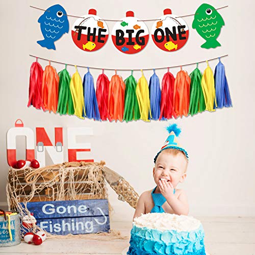 image for Yaaaaasss! The Big One Paper Banner Bobber Gone Fishing Theme Garland 