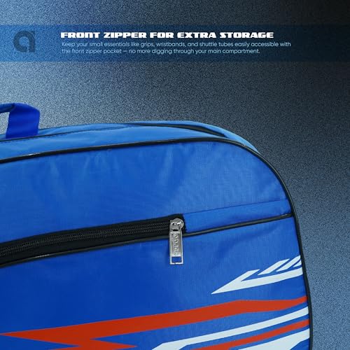 Image of Apacs Falcon Badminton Kitbag with Premium Long-Lasting Material | Spacious Main Compartment + Side Storage | Comfy Adjustable Backpack Straps | Ideal for Professional Players (Blue)