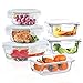 ROSOS Glass Food Storage Containers with Lids Airtight 6 Pack, Glass Storage Containers with Lids for Food, Not Easy Broken & Leak Proof, Oven/Dishwasher Safe, Grey