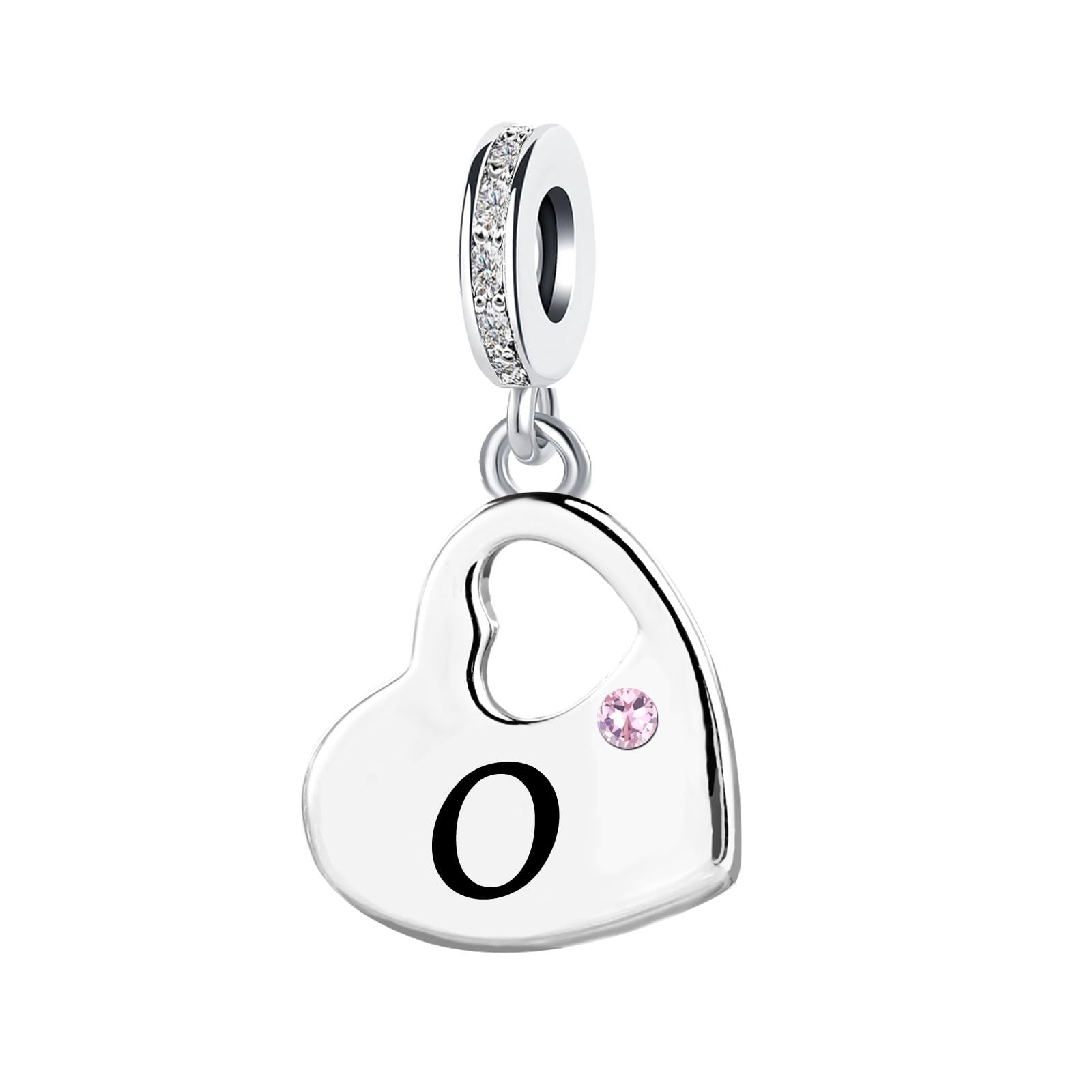 KunBead Initial A-Z Letter Pink Heart Alphabet Birthday Dangle Love Charms Compatible with Pandora Charm Bracelet for Auntie Friend Sister Mom
