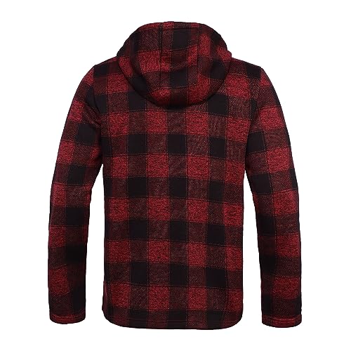 Fleece Jacket Men Plaid Hoodies Zip Up Fall Sweatshirts Jacket3