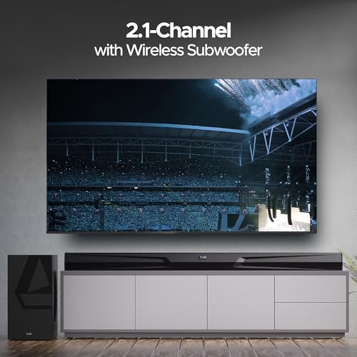 Image of Boat Aavante Bar Quake Pro, 240W Signature Sound, 2.1CH, Wireless Subwoofer, BT v5.3, Multiple Ports, Bass & Treble Controls, Bluetooth Sound bar, Home Theatre Soundbar Speaker (Premium Black)