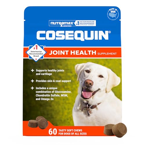 Nutramax Cosequin for Dogs Joint Health Supplement Contains Glucosamine for Dogs Chondroitin MSM and Omega-3s Supports Joint and Skin and Coat Health Soft Chews 60 Count
