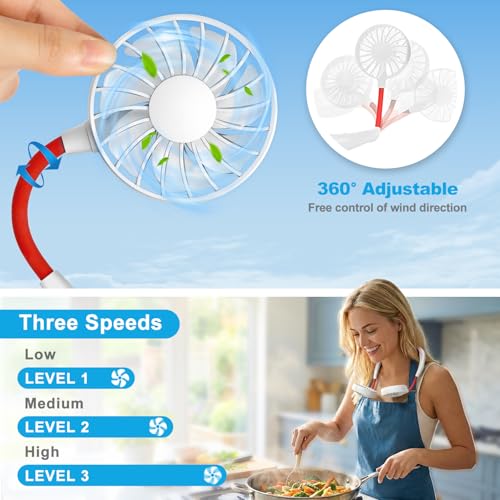 Image of Neck Fan,Portable Neck Fans Rechargeable Personal Fans For Your Neck Wearable Fan Neck Air Conditioner Cooling Neck Fan With 360 Degree Rotation 2000mAh For Travel Sports Walking And Outdoor Working
