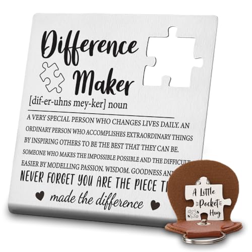 Difference Maker Gift Inspirational Pocket Hug Stainless Steel Plaque You Are the Piece That Made the Difference 4x4Inch LPP3