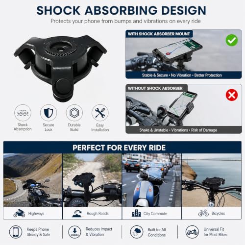 Image of 8-Piece Anti Vibration Mobile Holder for Bikes, Black