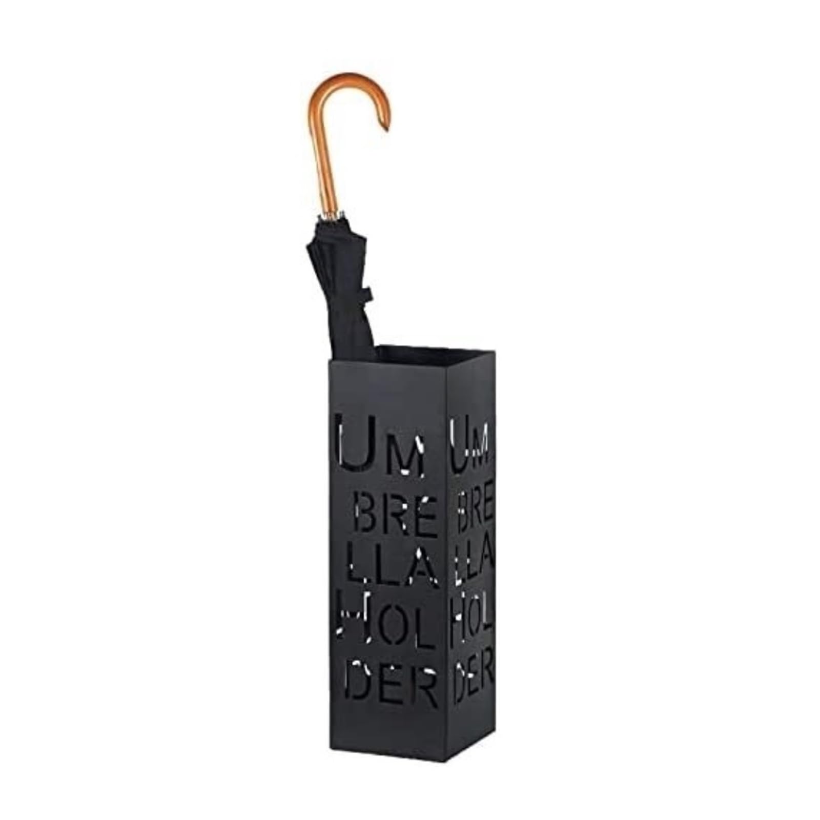 Rohcghc Black Umbrella Stand, Umbrella Stands Metal Storage Holder Letter Hollow Elegant Stand Home Hotel(Black)